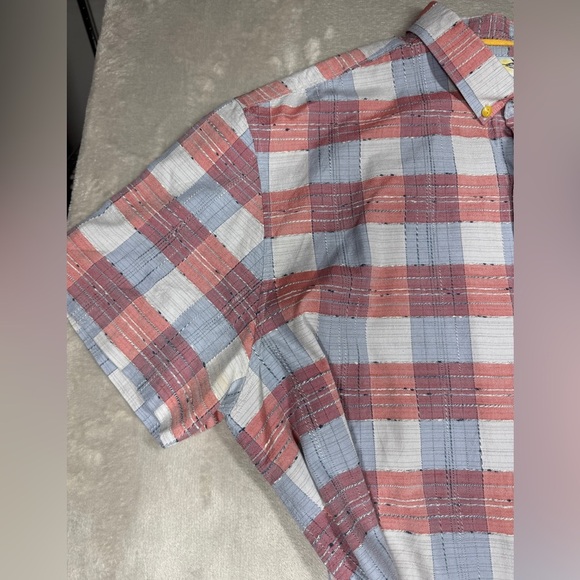 Tommy Bahama Men’s Silk Cotton Blend Plaid Button Down Textured Red Shirt XXL - Picture 2 of 16